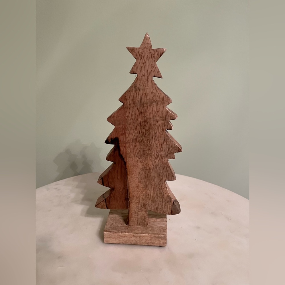 Christmas tree. Tabletop decor.  Made of wood.